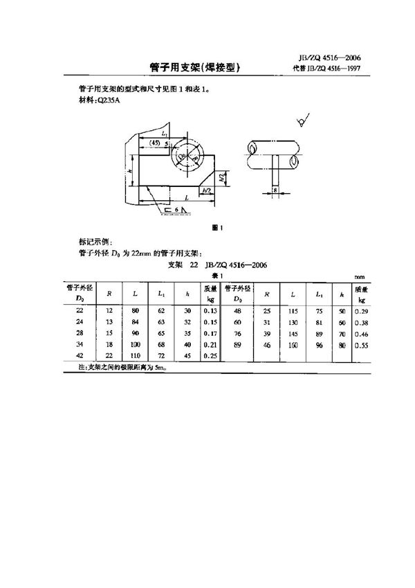 JB/ZQ 4516-2006 管子用支架(焊接型)