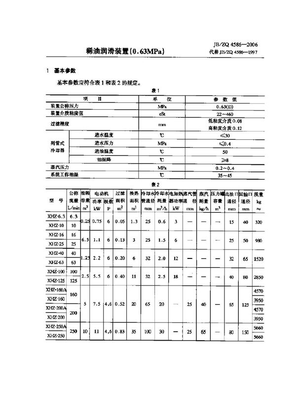 JB/ZQ 4586-2006 稀油润滑装置(0.63MPa)