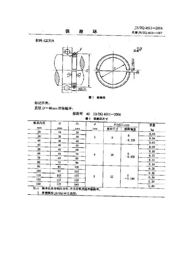 JB/ZQ 4611-2006 保险环