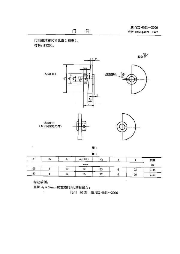 JB/ZQ 4621-2006 门闩