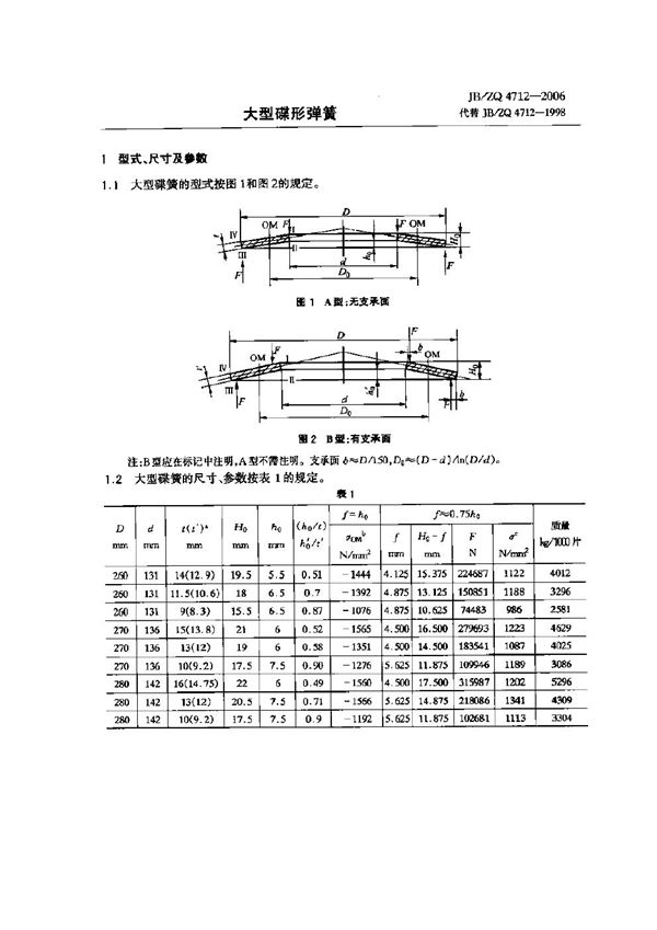 JB/ZQ 4712-2006 大型碟形弹簧