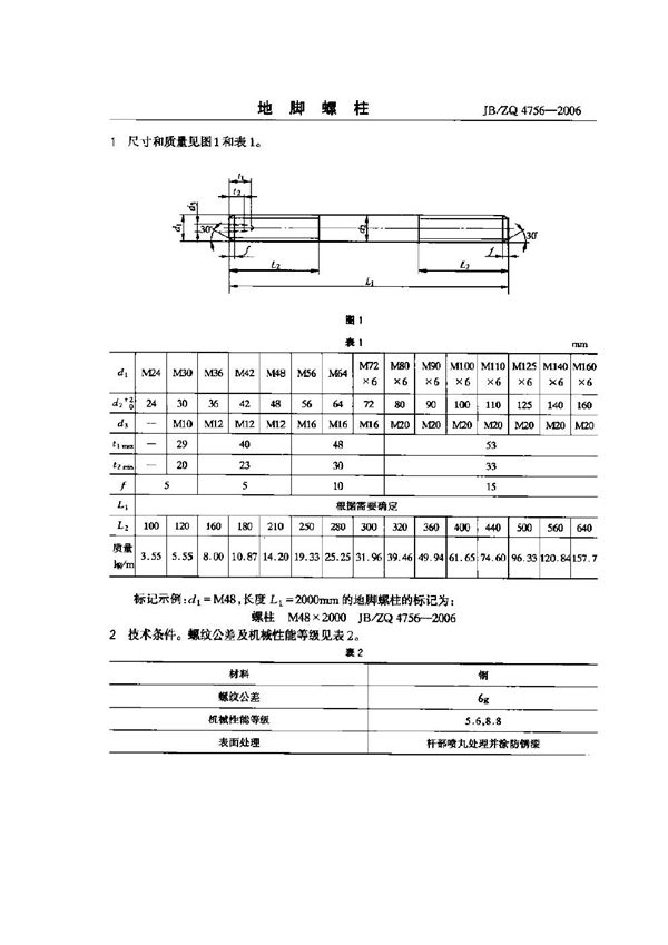 JB/ZQ 4756-2006 地脚螺柱