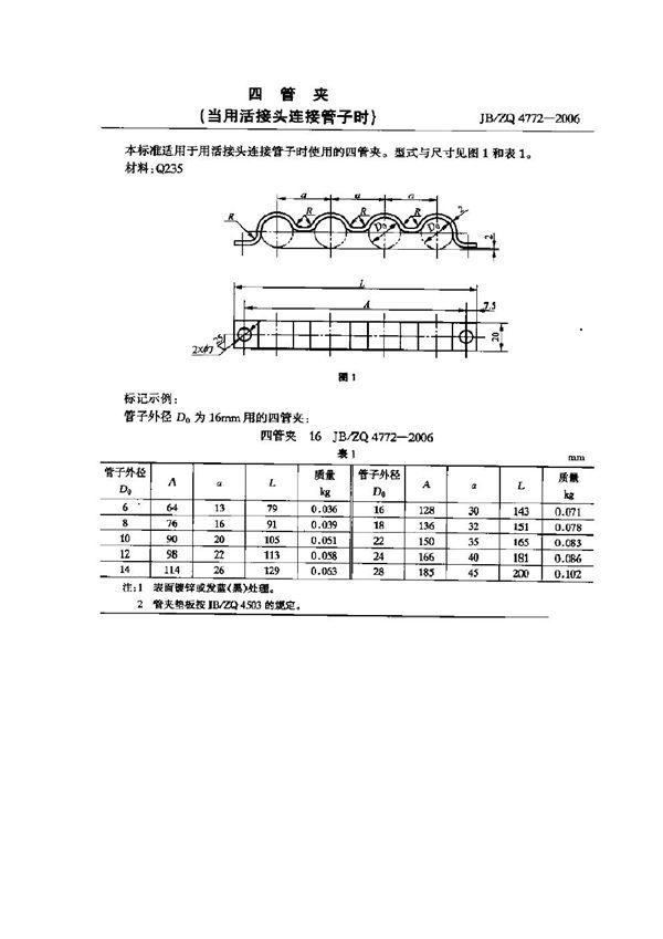 JB/ZQ 4772-2006 四管央(当用活接头连接管子时)