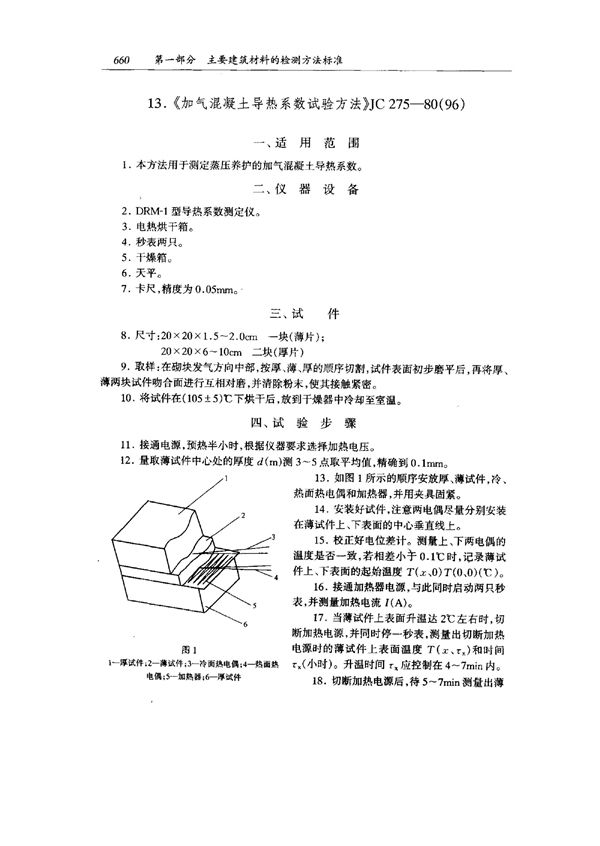 JC 275-1980 加气混凝土导热系数试验方法