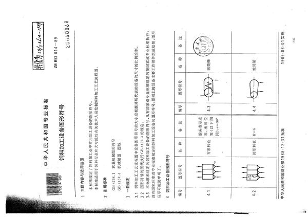 LS/T 3614-1989 饲料加工设备图形符号