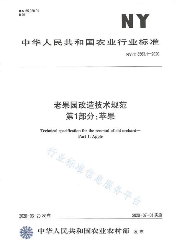 NY/T 3563.1-2020 老果园改造技术规程 第一部分：苹果