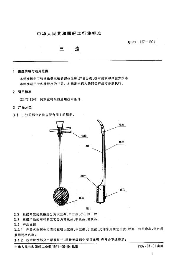 QB 1157-1991 三弦