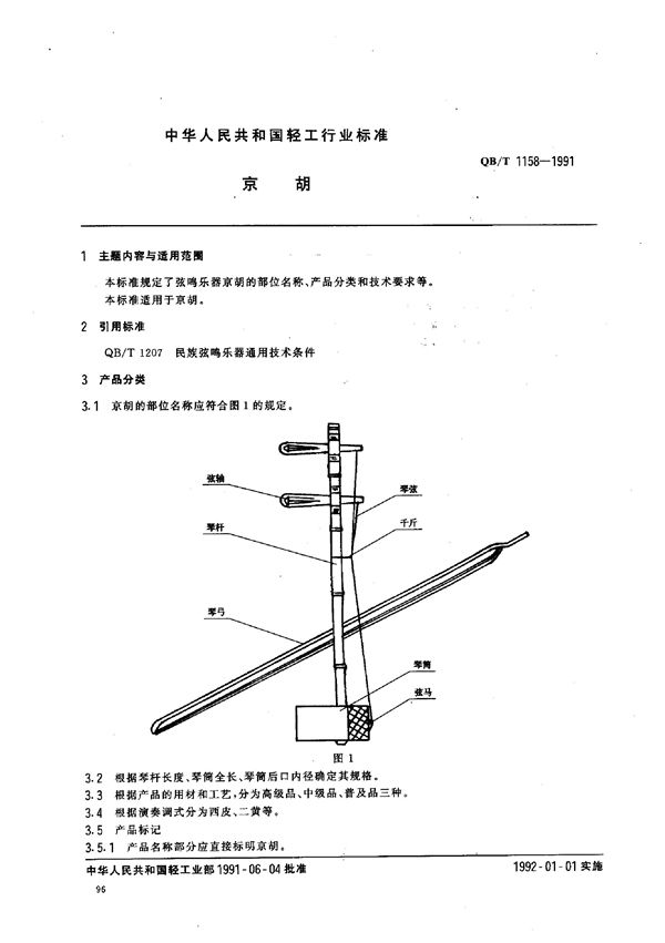 QB/T 1158-1991 京胡