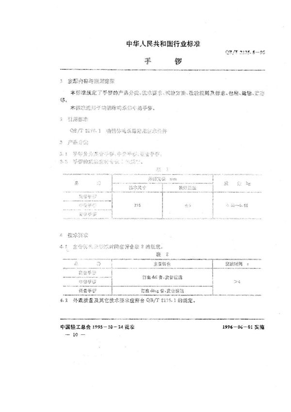 QB/T 2175.5-1995 手锣