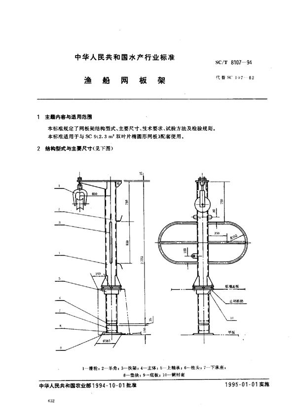 SC/T 8107-1994 渔船网板架