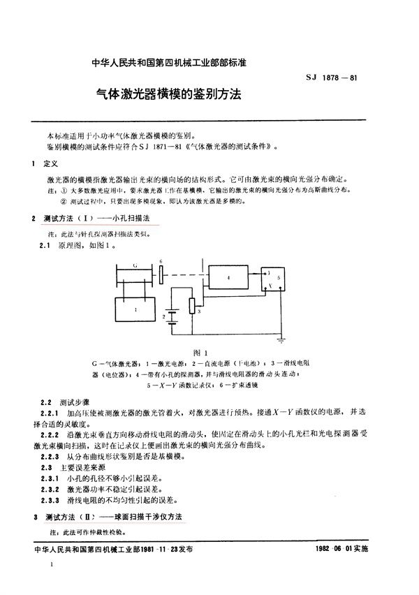 SJ 1878-1981 气体激光器横模的鉴别方法