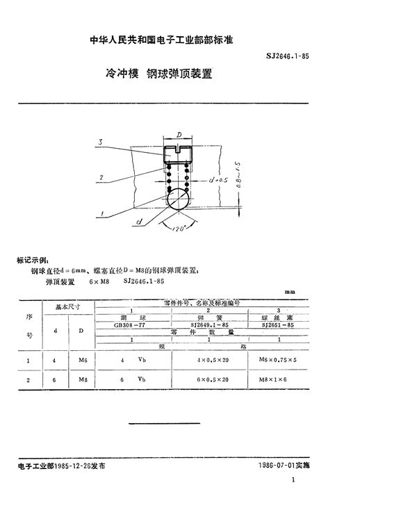 SJ 2625.1-1985 冷冲模 滚珠对角导柱上模座