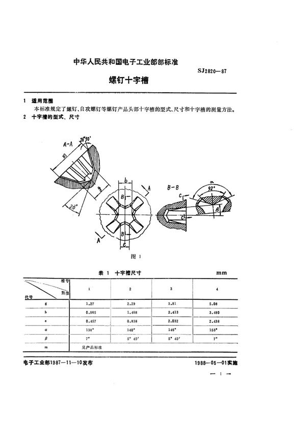 SJ 2820-1987 螺钉十字槽