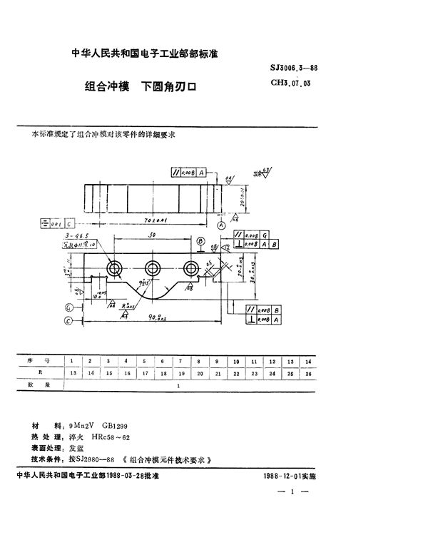 SJ 3006.3-1988 组合冲模 下圆角刃口