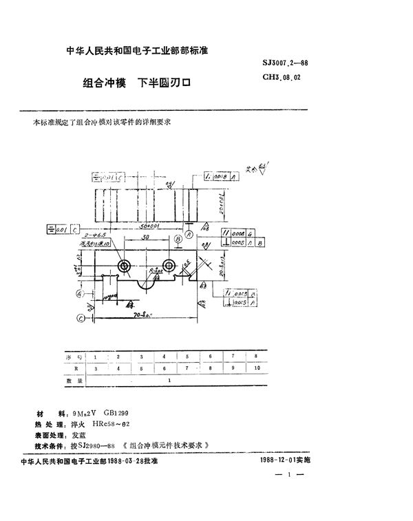 SJ 3007.2-1988 组合冲模 下半圆刃口