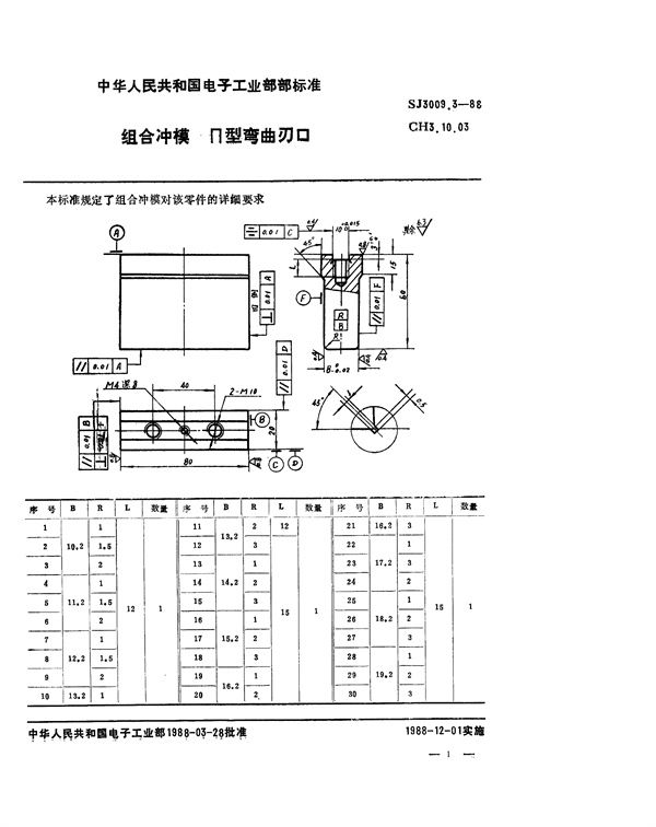 SJ 3009.3-1988 组合冲模 Π形弯曲刃口