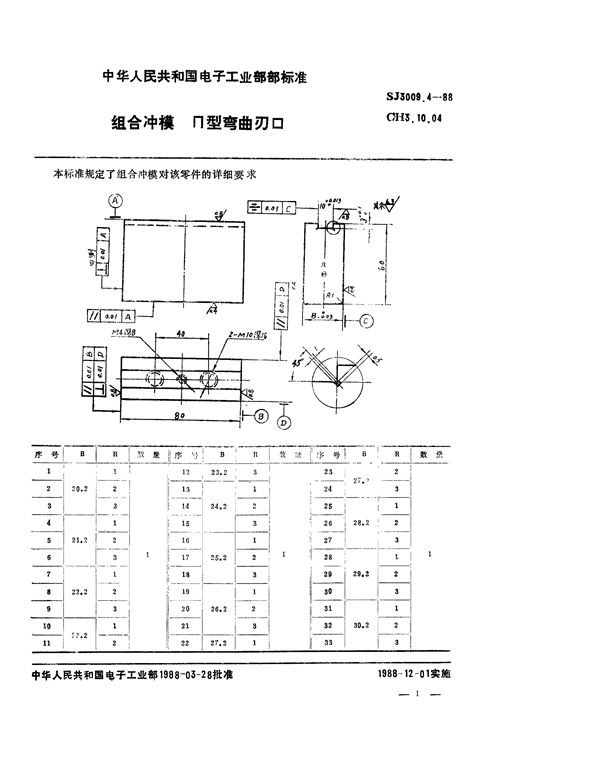 SJ 3009.4-1988 组合冲模 Π形弯曲刃口