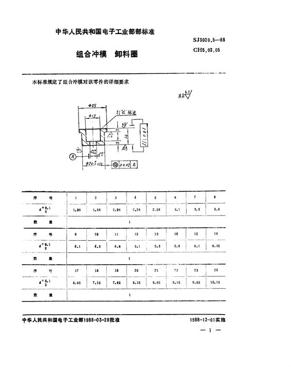 SJ 3020.5-1988 组合冲模 卸料圈