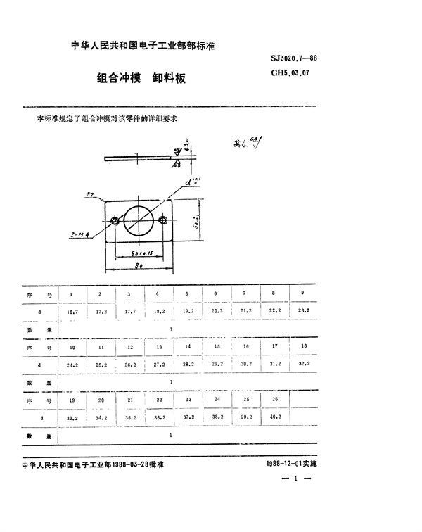 SJ 3020.7-1988 组合冲模 卸料板