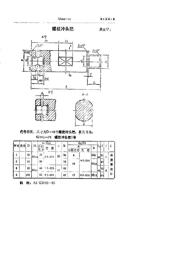 SJ 996-1975 螺纹冲头把