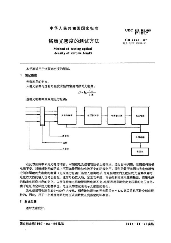 SJ/T 10861-1996 铬版光密度的测试方法