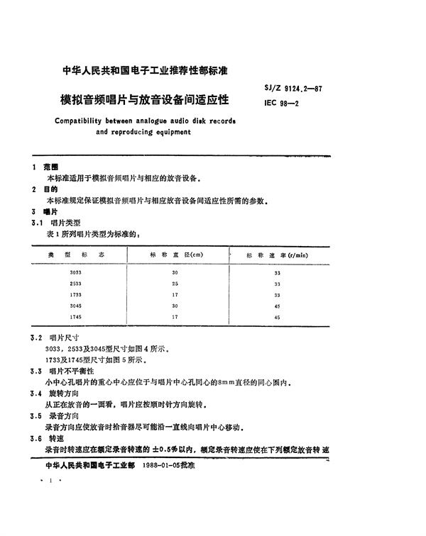 SJ/Z 9124.2-1987 唱片和唱机 模拟音频唱片与放音设备间适应性