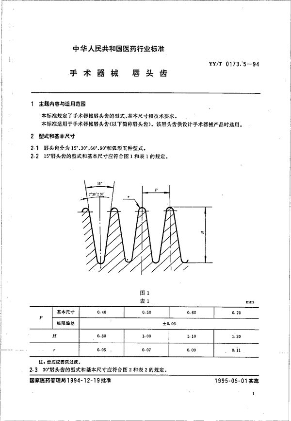 YY/T 0173.5-1994 手术器械 唇头齿