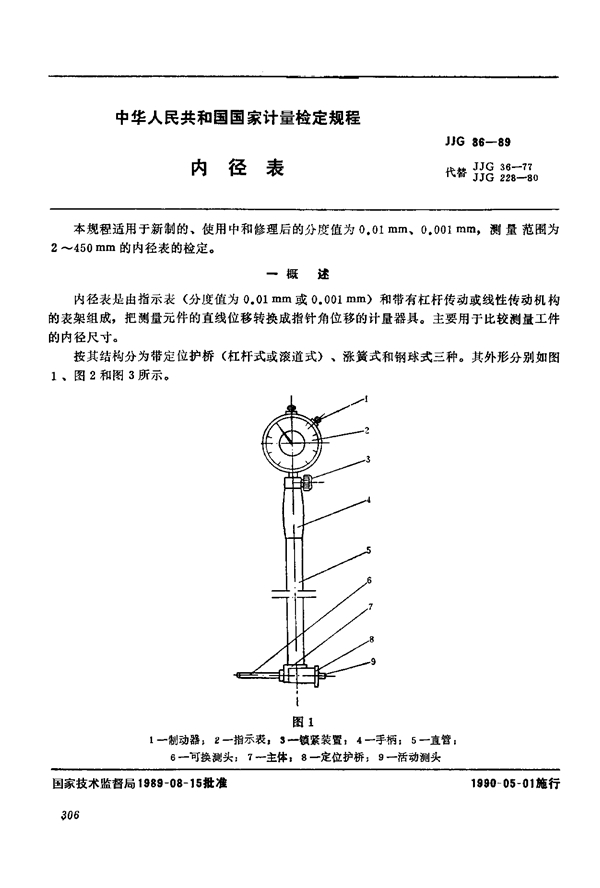 JJG 36-1989 内径表检定规程