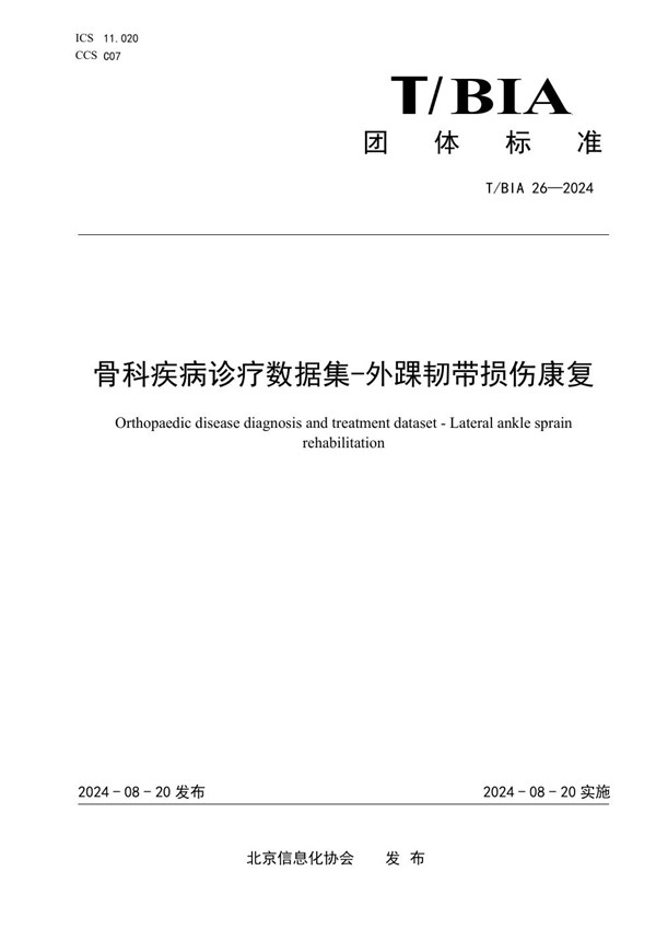 T/BIA 26-2024 骨科疾病诊疗数据集-外踝韧带损伤康复