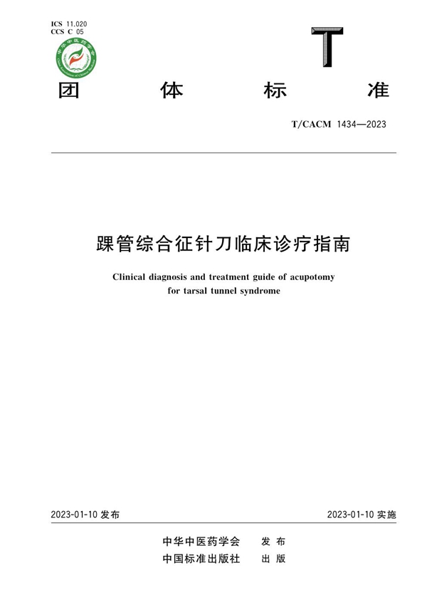 T/CACM 1434-2023 踝管综合征针刀临床诊疗指南