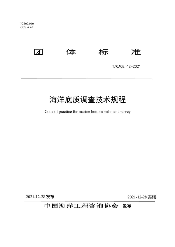 T/CAOE 42-2021 海洋底质调查技术规程