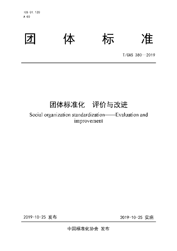 T/CAS 380-2019 团体标准化  评价与改进