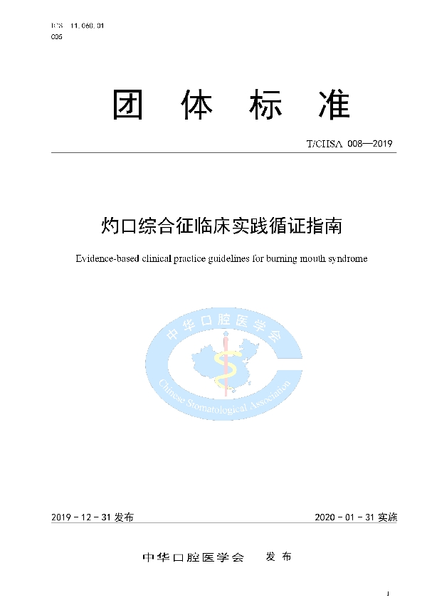 T/CHSA 008-2019 灼口综合征临床实践循证指南