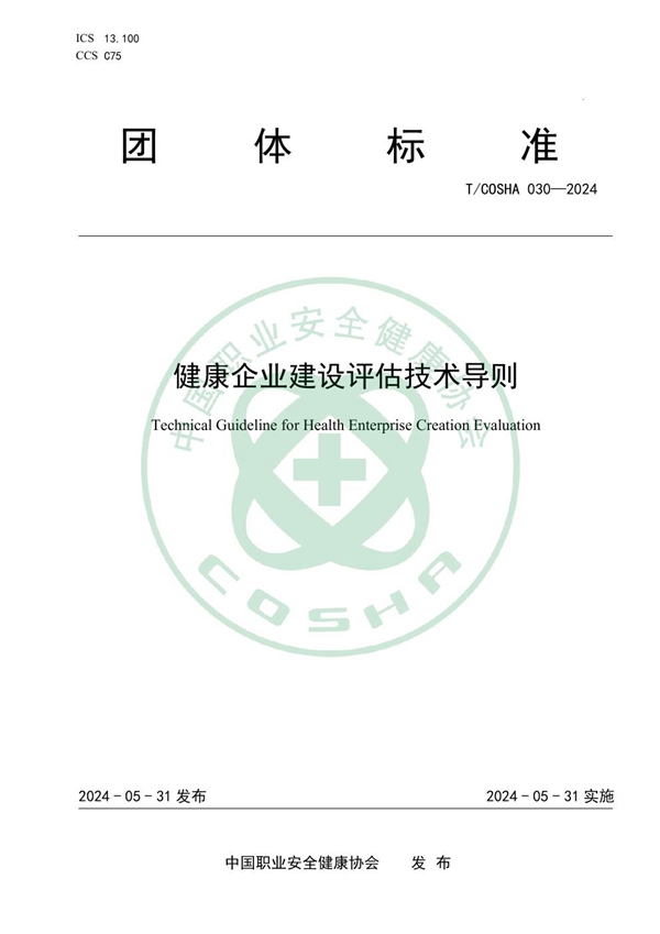 T/COSHA 030-2024 健康企业建设评估技术导则