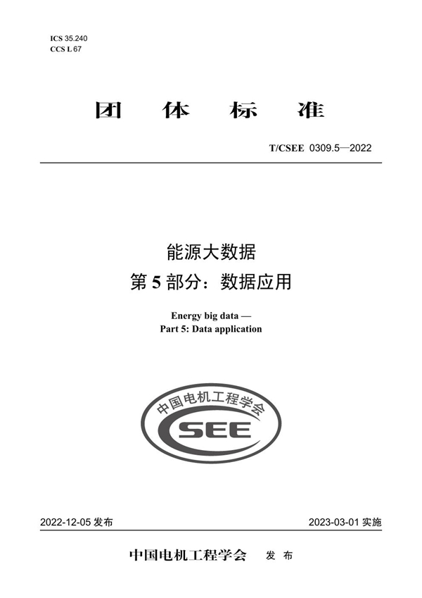 T/CSEE 0309.5-2022 能源大数据 第 5 部分：数据应用