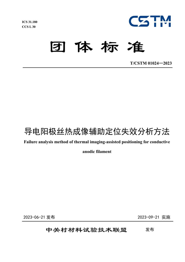 T/CSTM 01024-2023 导电阳极丝热成像辅助定位失效分析方法