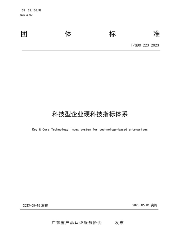 T/GDC 223-2023 科技型企业硬科技指标体系