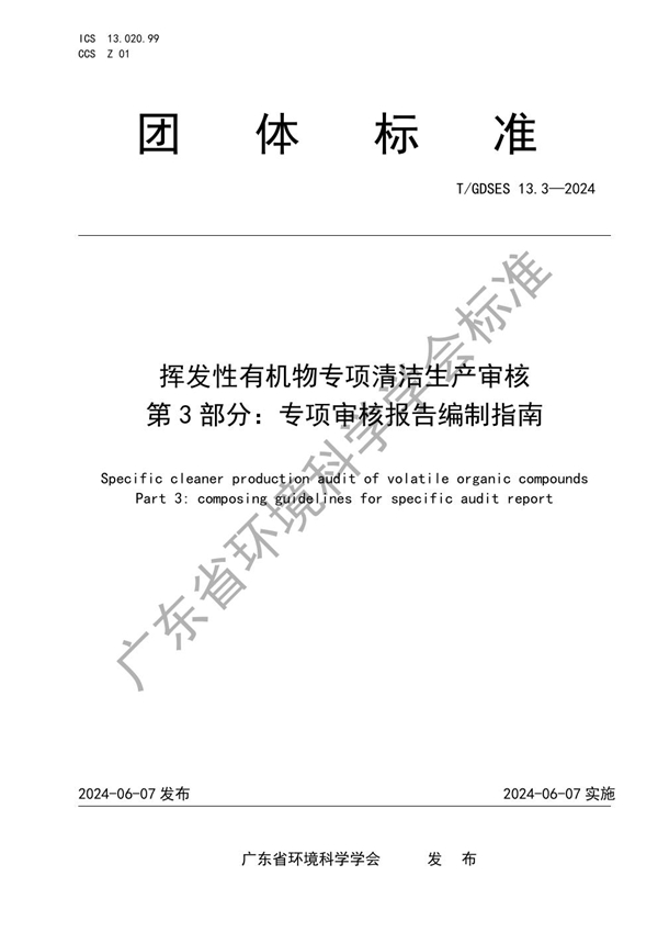 T/GDSES 13.3-2024 挥发性有机物专项清洁生产审核 第3部分：专项审核报告编制指南