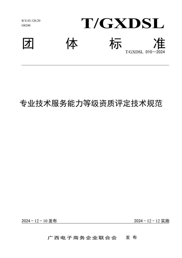 T/GXDSL 010-2024 专业技术服务能力等级资质评定技术规范