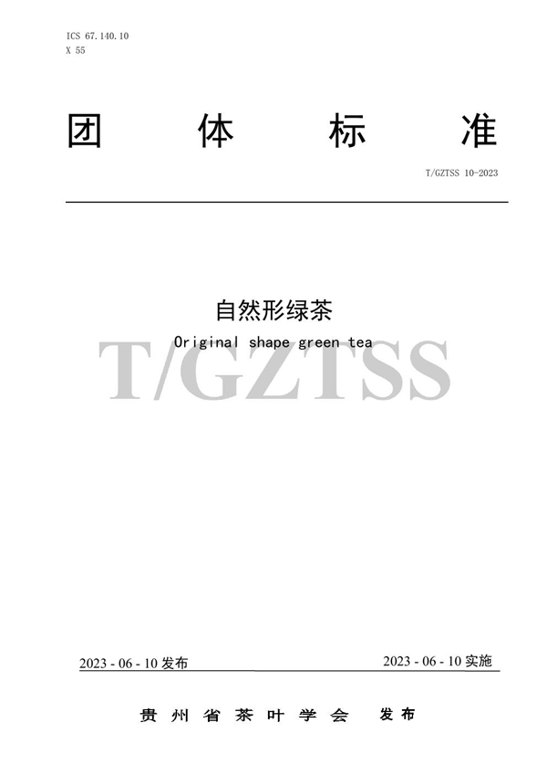 T/GZTSS 10-2023 自然形绿茶