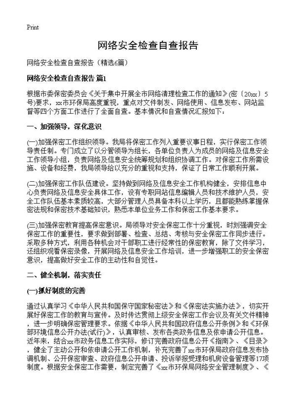 网络安全检查自查报告 (共9页)