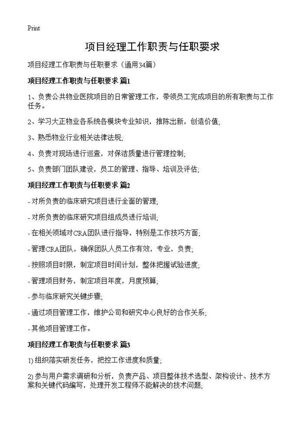 项目经理工作职责与任职要求 (共13页)