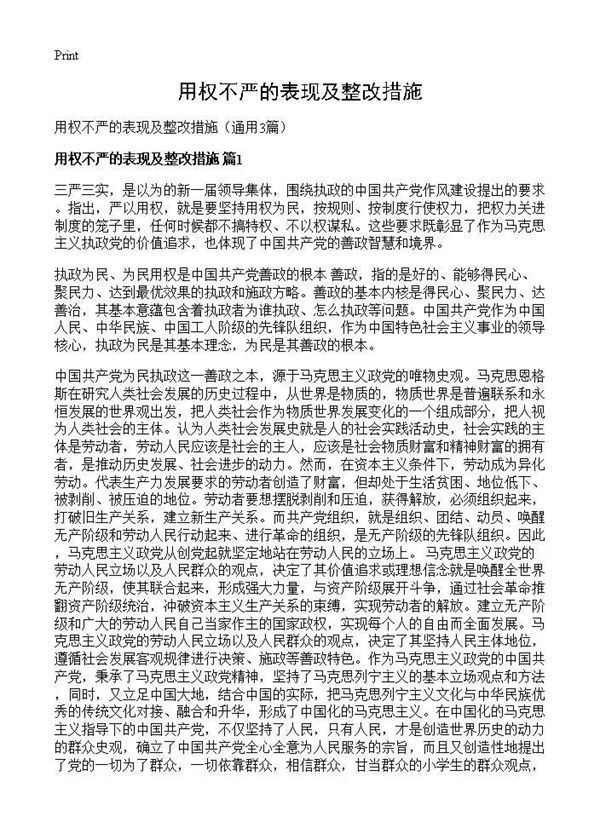 用权不严的表现及整改措施 (共4页)