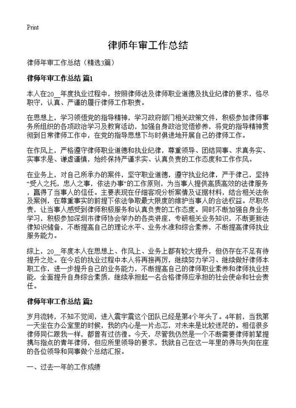 律师年审工作总结 (共4页)