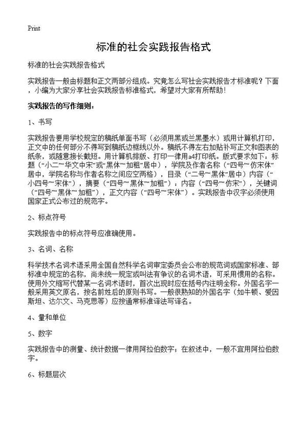 标准的社会实践报告格式 (共4页)