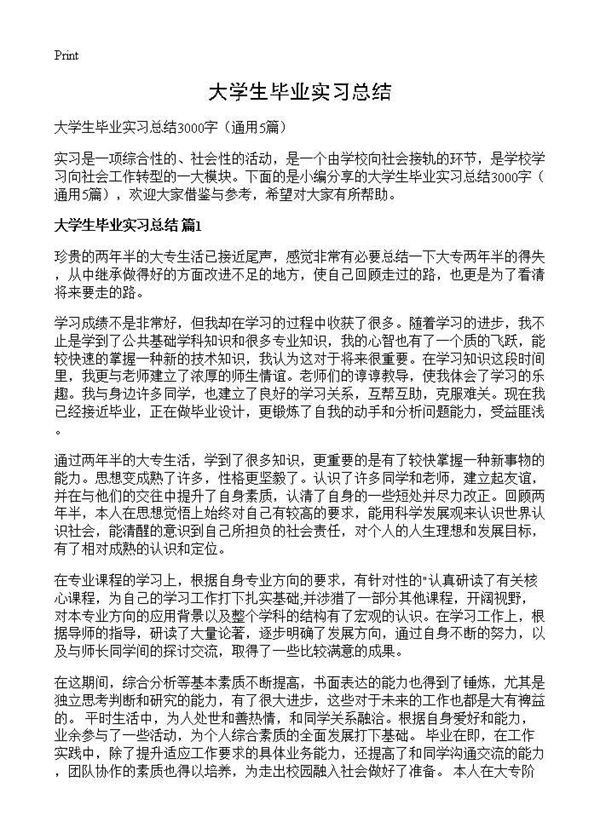 大学生毕业实习总结 (共11页)