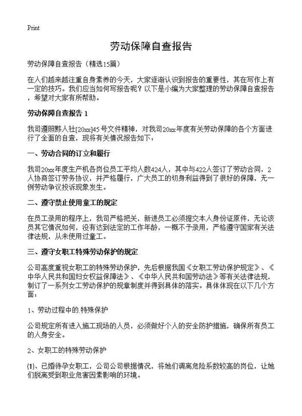 劳动保障自查报告 (共26页)