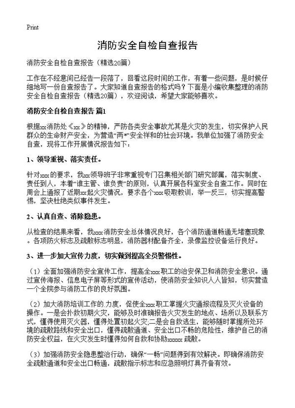 消防安全自检自查报告 (共18页)