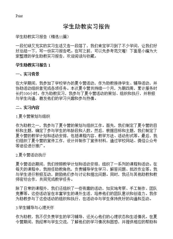 学生助教实习报告 (共27页)