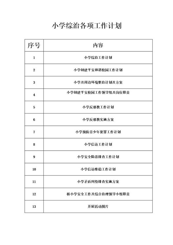 小学综治各项工作计划 (共31页)